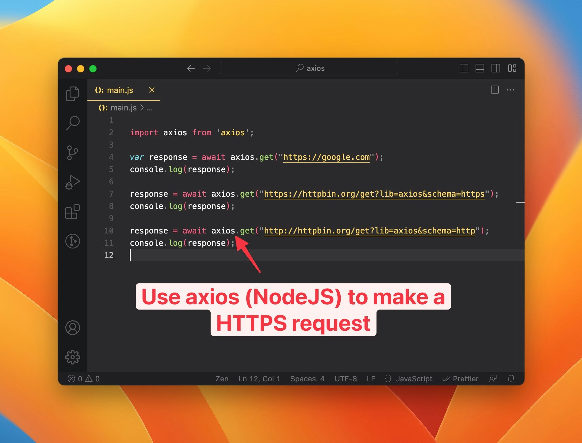 Cover Image for Capture HTTP/HTTPS Request from axios (NodeJS)