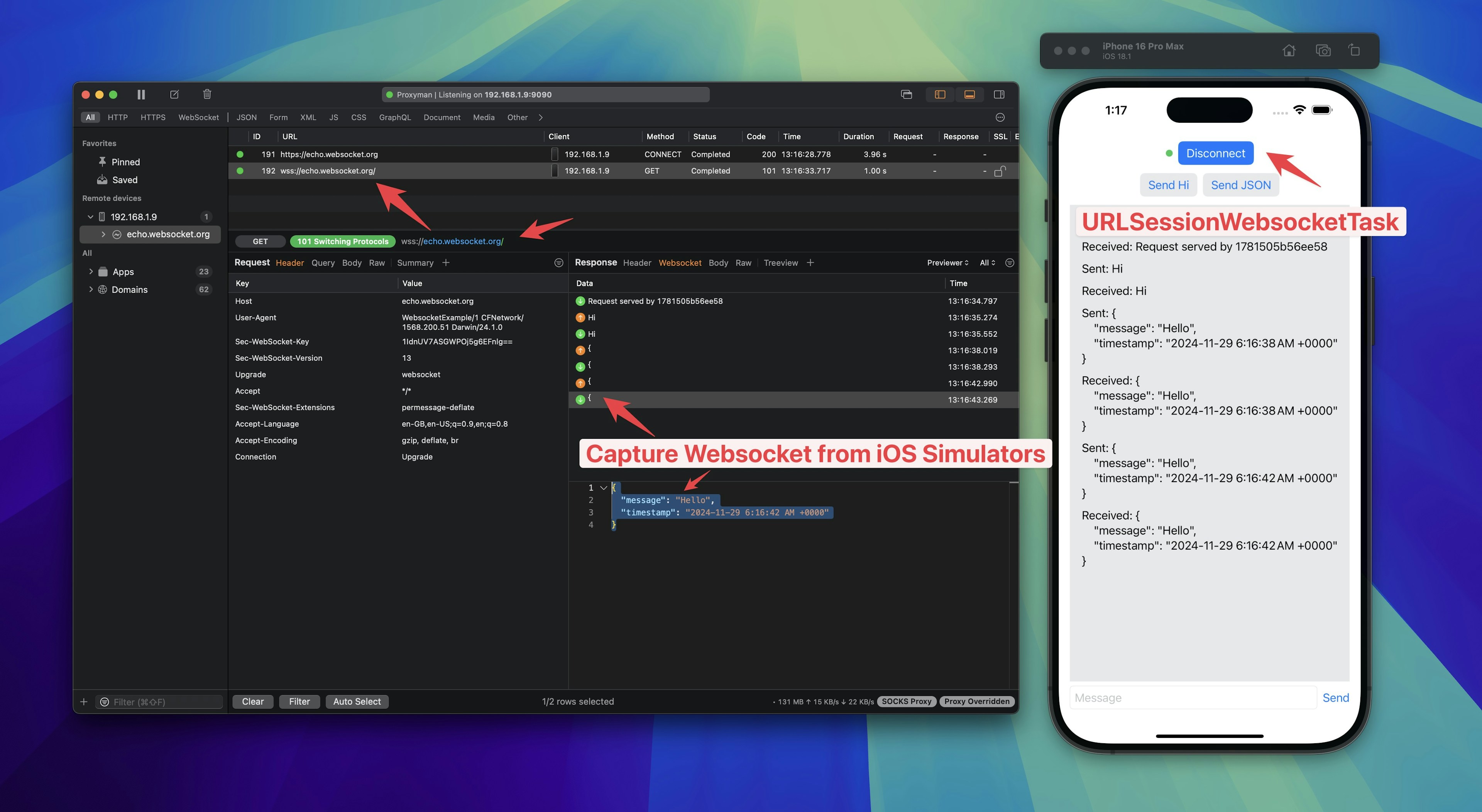 Cover Image for How to intercept and debug WebSocket from iOS simulators or devices